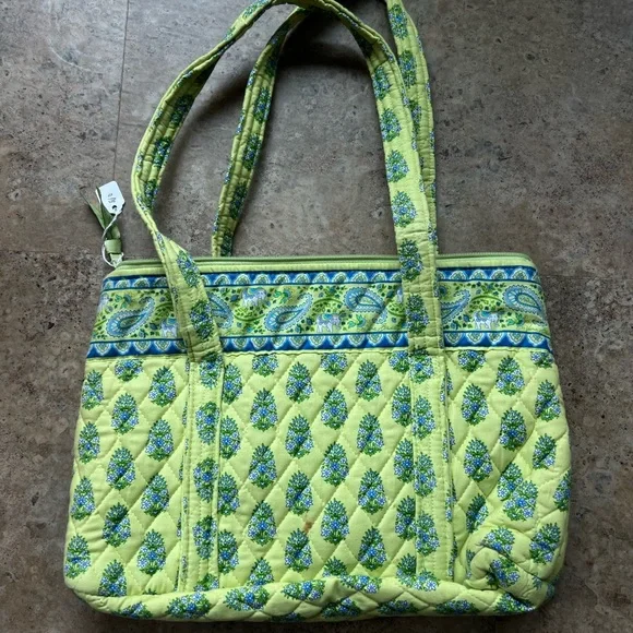 Vera Bradley Green and Blue Quilted Tote Bag - Picture 2 of 4